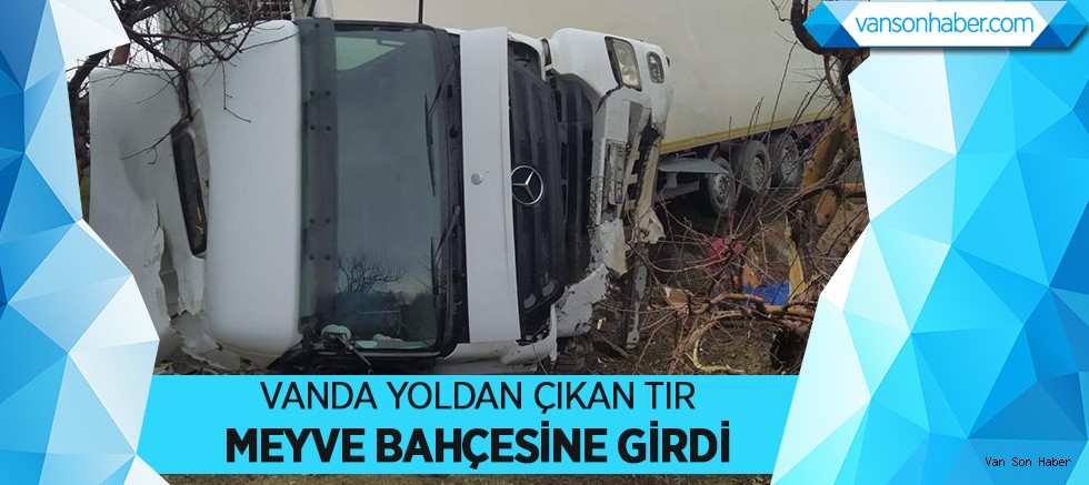 VANDA YOLDAN ÇIKAN TIR MEYVE BAHÇESİNE GİRDİ